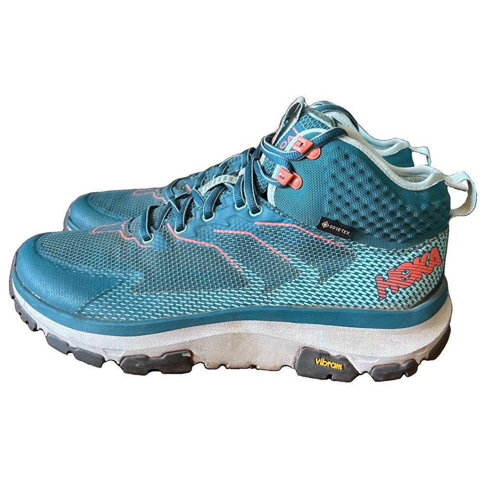 Hoka One One Sky Toa Gore-Tex Teal Blue Hiking Trail Shoes Women's Size 9.5